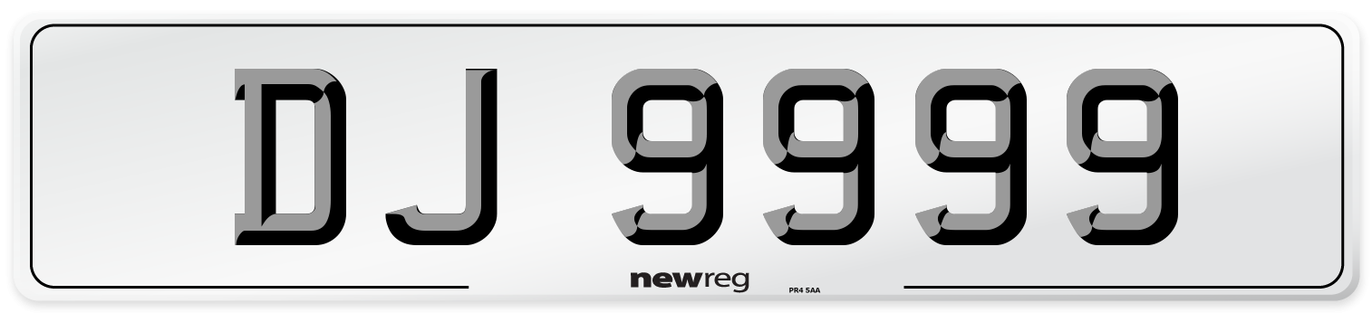 DJ 9999 Number Plate from New Reg